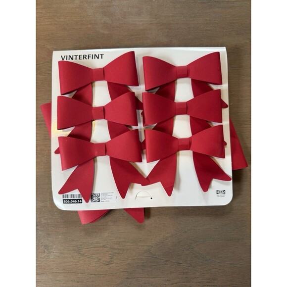 IKEA Tree Ornaments Red Bows Set of 8 Vinterfint 806.046.14 NEW 2025 - Picture 4 of 7